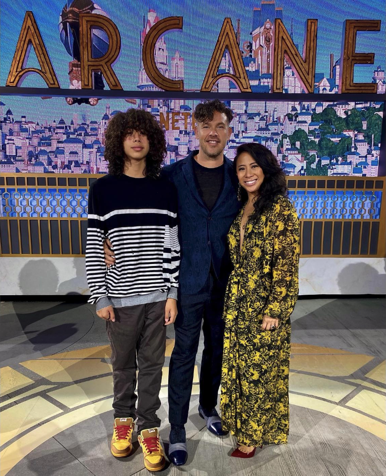 Kevin with his wife and son at the world premiere of Arcane