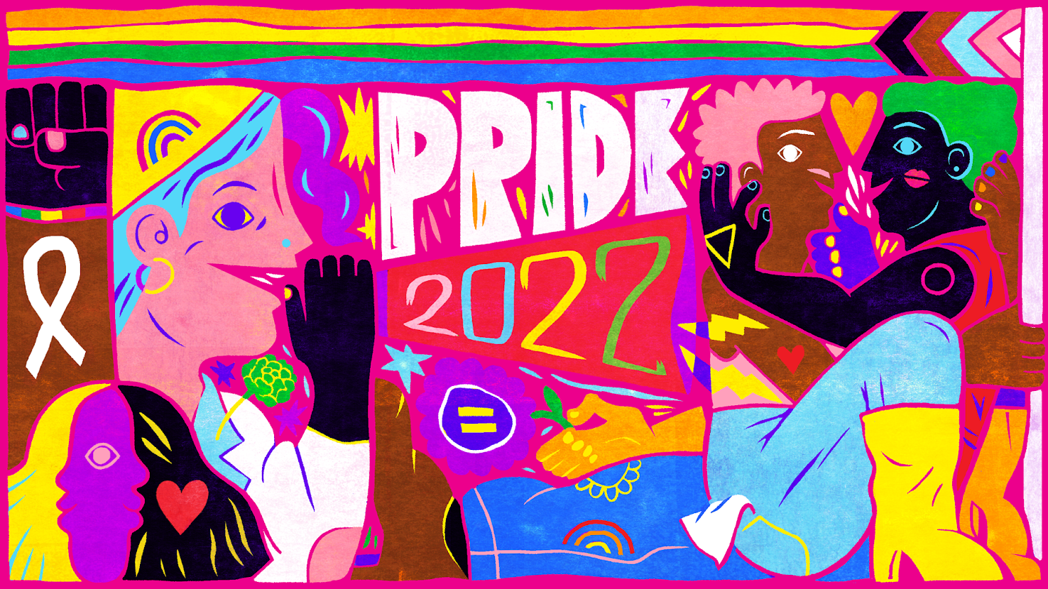 Artistic and colorful mural celebrating Pride 2022