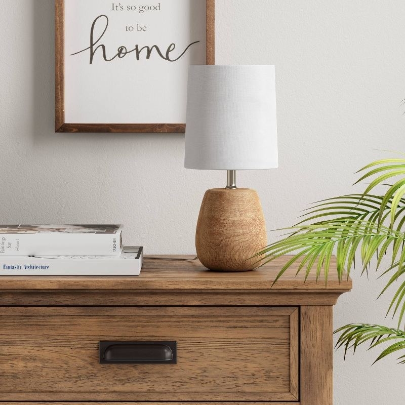 An image of a polyresin wood accent lamp