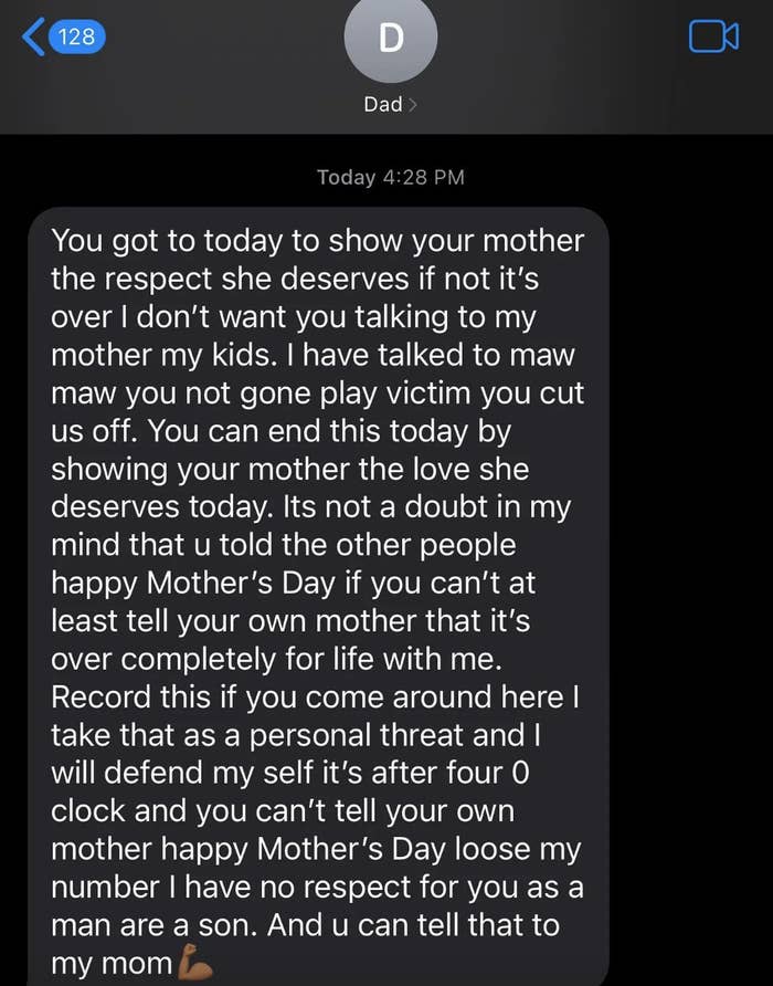 Dad disowning kid because they didn&#x27;t wish their mom a happy Mother&#x27;s Day