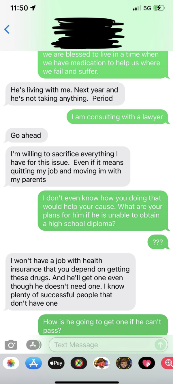 Father not supporting his son&#x27;s need for mental health medication