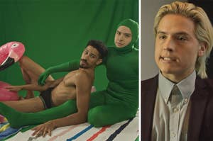 keiynan lonsdale and dylan sprouse in green suit