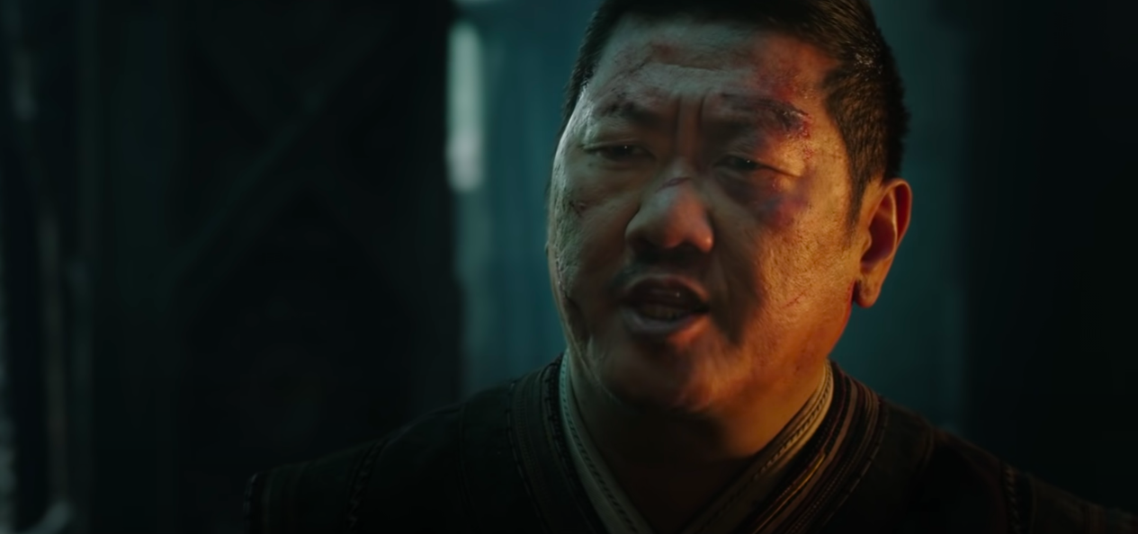 close up of Benedict Wong in character