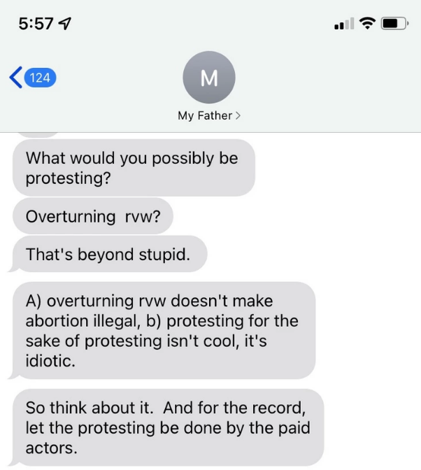 Dad disowning kid because they support &quot;Roe v. Wade&quot;