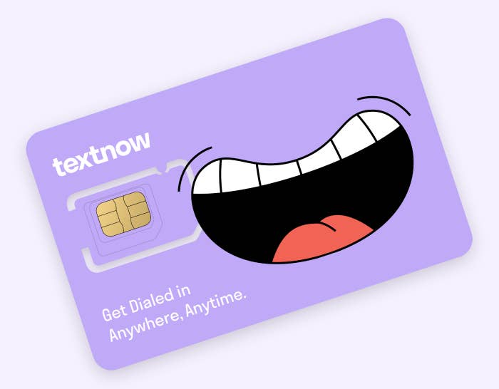 A close-up of the TextNow SIM card