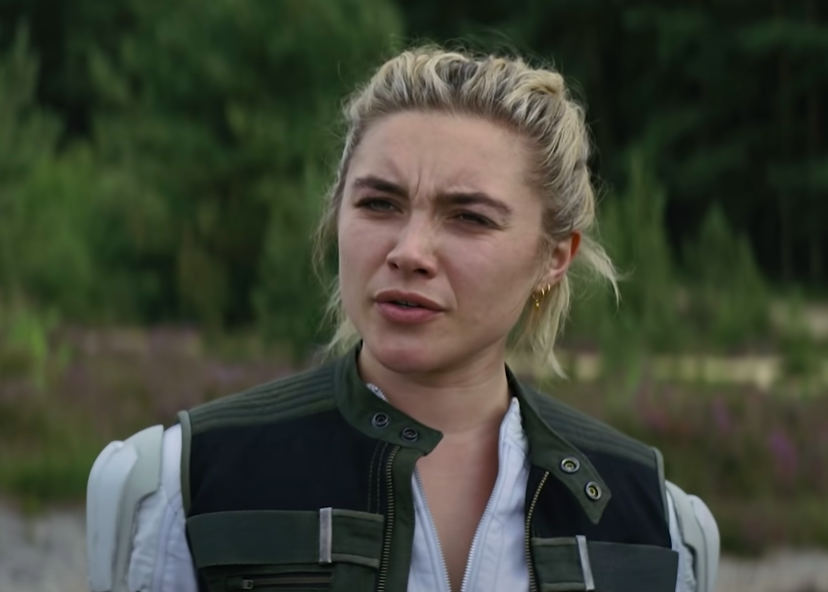 close up of Florence Pugh squinting her eyes