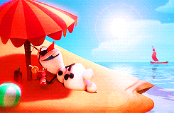 Gif of Olaf from &quot;Frozen&quot; sunbathing on beach