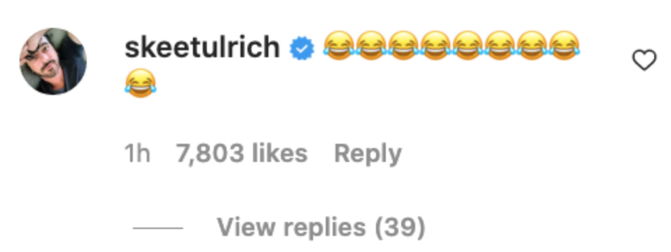 Skeet Ulrich commented with nine crying-laughing emojis