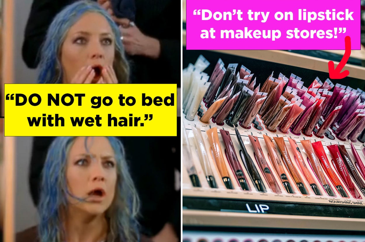 Kate Hudson with blue hair, and lipstick