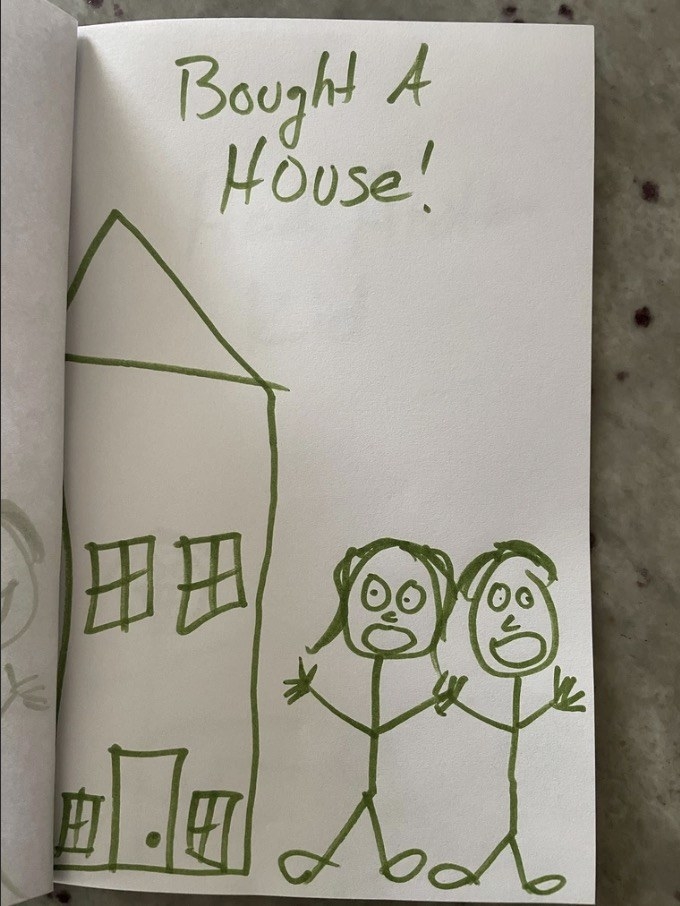 stick figures buy a house