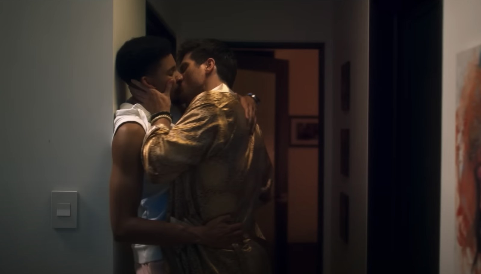 Keiynan Lonsdale and Marcus Rosner make out in a scene from the movie
