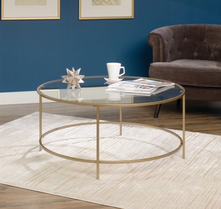 Clear coffee table in living room
