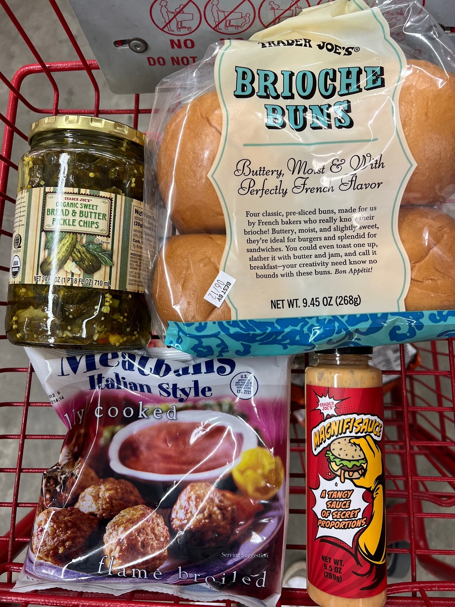 Brioche Buns + Bread &amp;amp; Butter Pickle Chips + Italian Style Cooked Meatballs + Magnifisauce