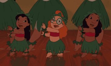 Little hula girls slipping in water in Lilo and Stitch