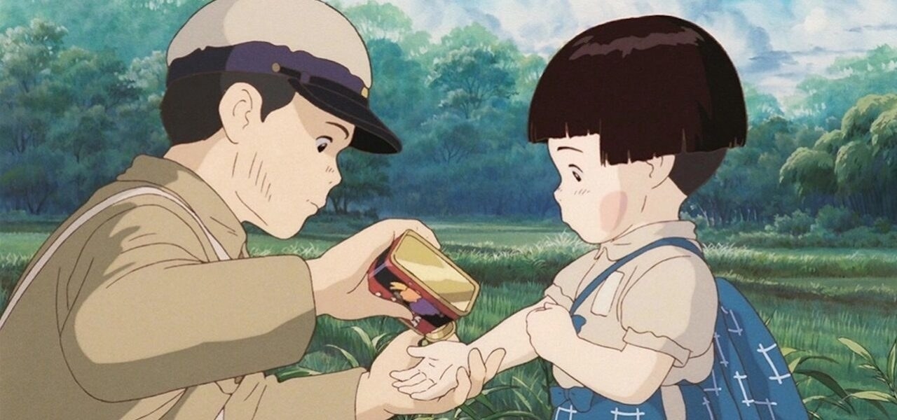 An animated man holds an animated child&#x27;s palm open and pours food into it