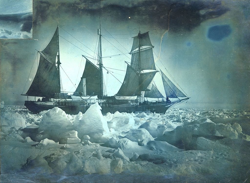 a ship in icy waters