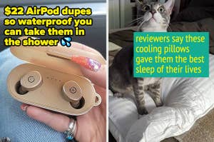 ear buds and cooling pillows