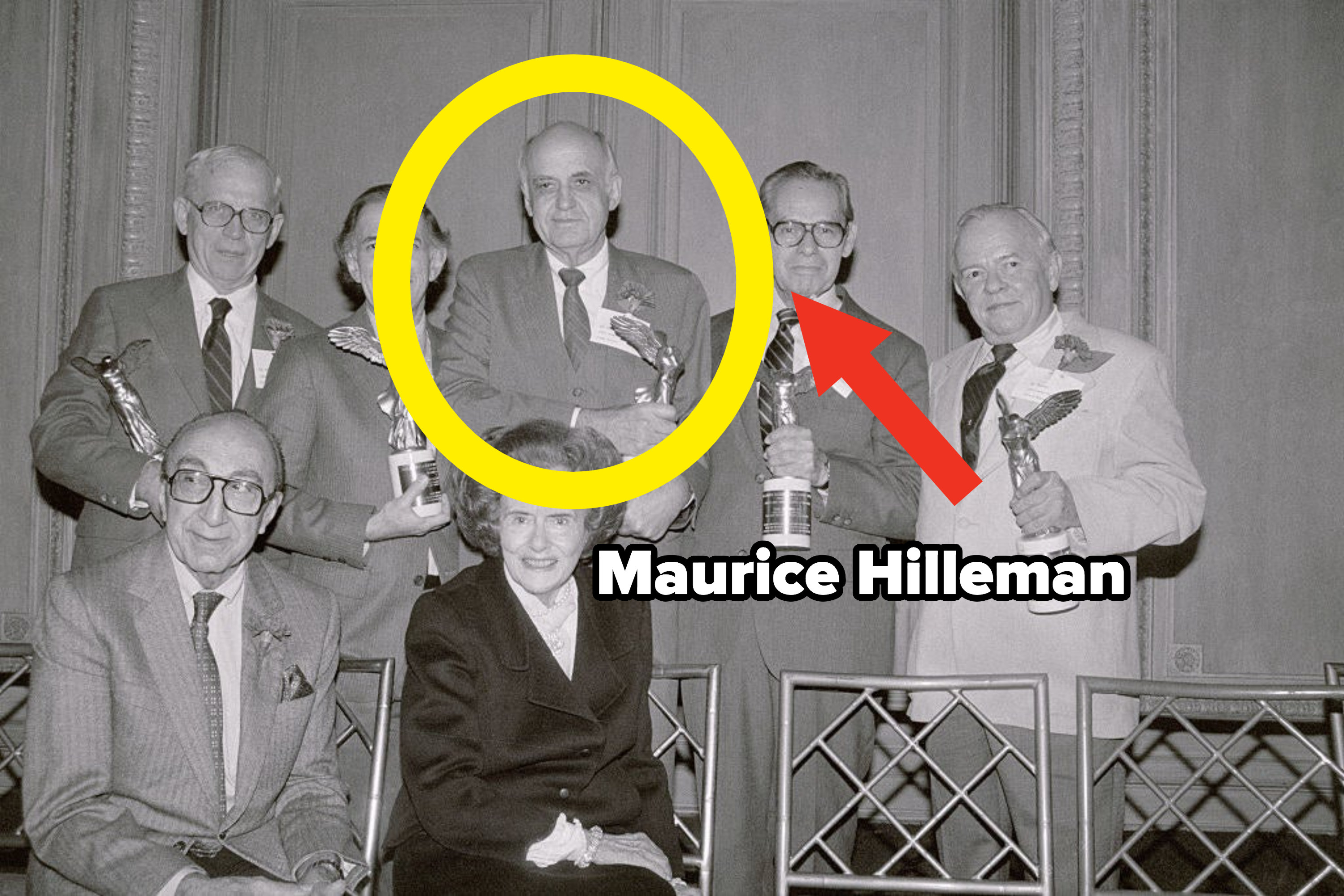 A group of people with Maurice Hilleman