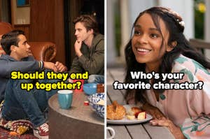 Victor and Benji with the question should they end up together side by side with mia and the question who's your favorite character?