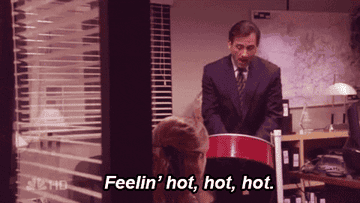 A gif of Michael Scott from the Office saying &quot;feeling hot, hot, hot&quot;