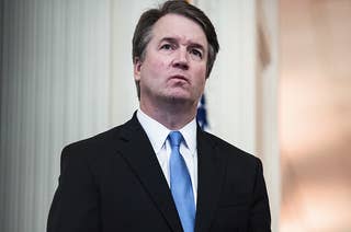 Brett Kavanaugh is shown wearing a suit and tie