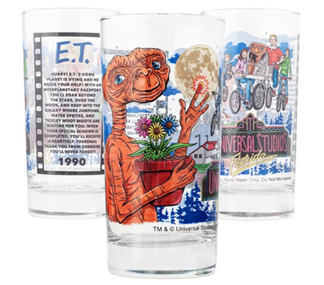 drinking glass with different scenes from the movie