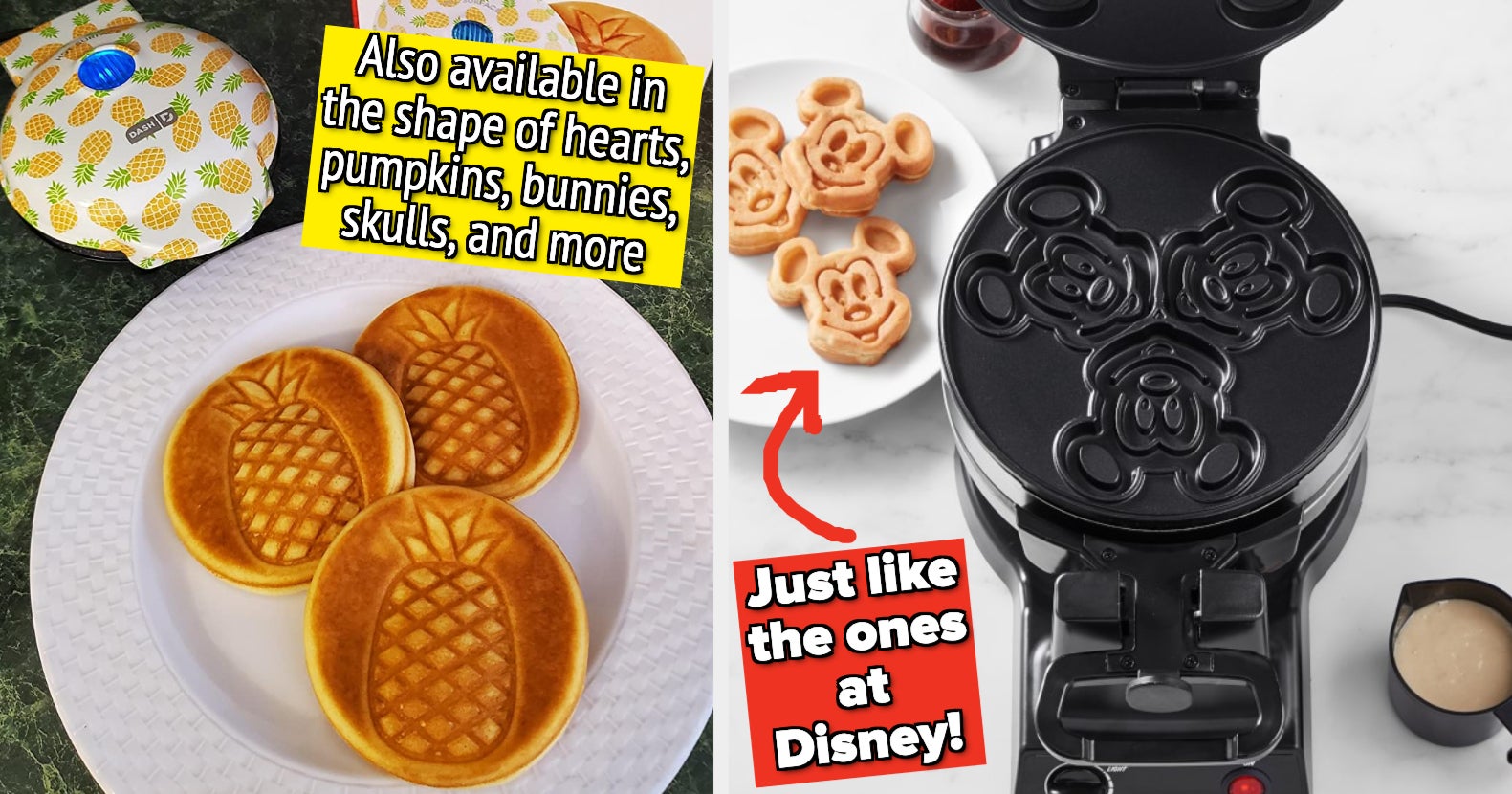Disney Mickey Mouse Double Flip Waffle Maker, Black, Red 
