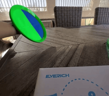 reviewer's gif of the toss and catch ball set in action