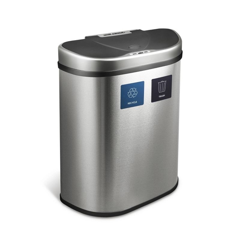 The stainless steel trash can