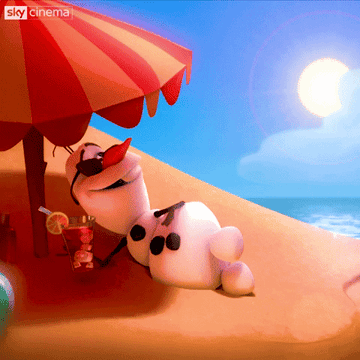 olaf suntanning on the beach in &quot;frozen&quot;