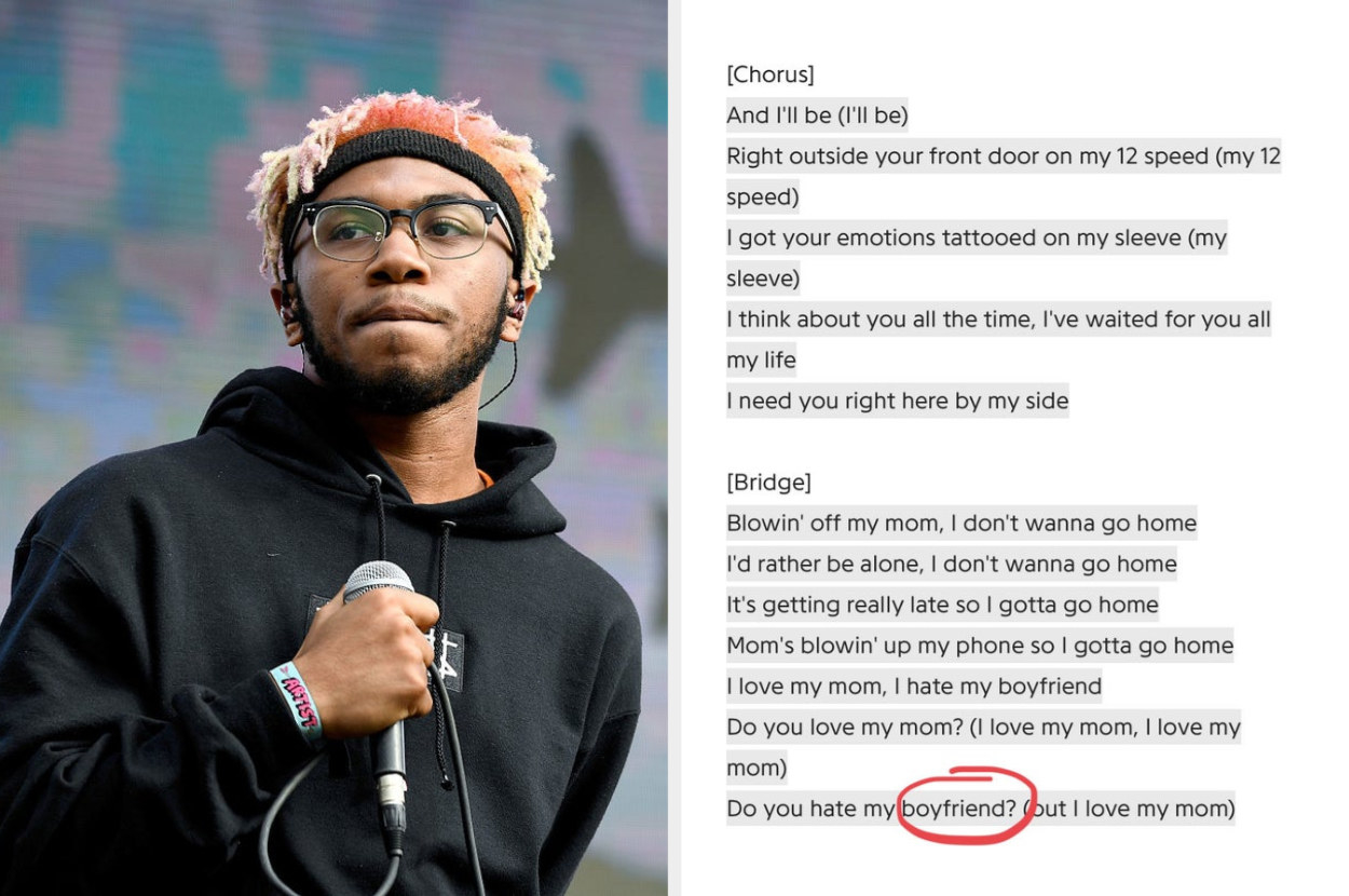 Kevin next to his lyrics for &quot;Empty&quot; with the word &quot;boyfriend&quot; circled