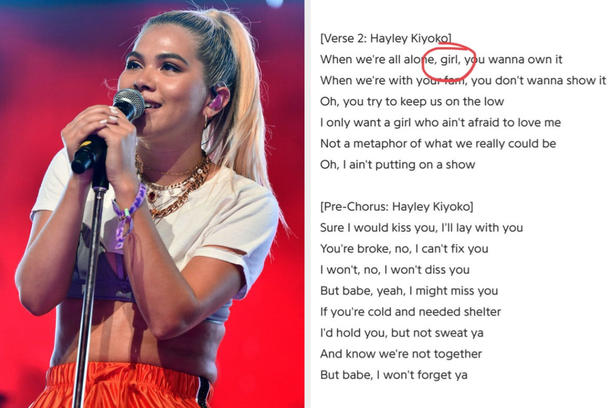 Hayley next to her lyrics for &quot;What I Need&quot; with the word &quot;girl&quot; circled