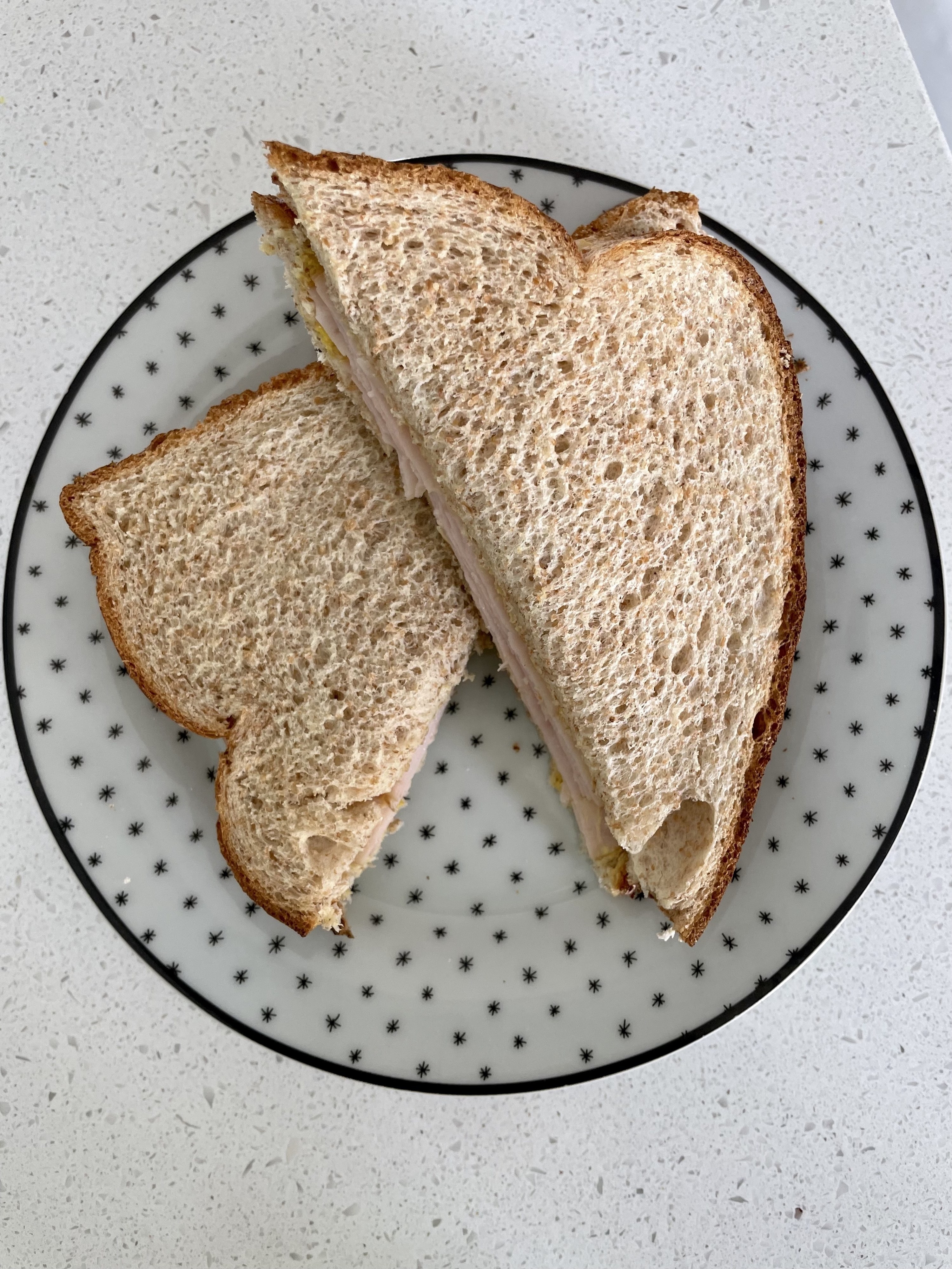 A homemade sandwich on a plate