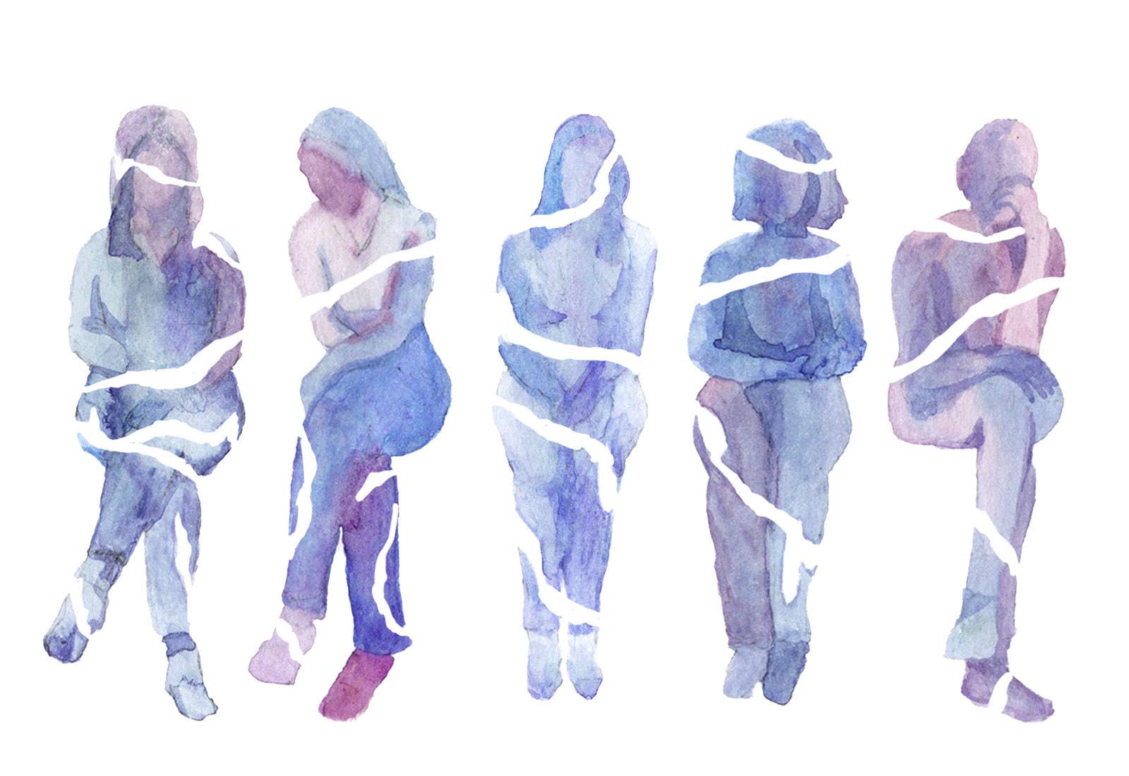 An illustration of five anonymized women