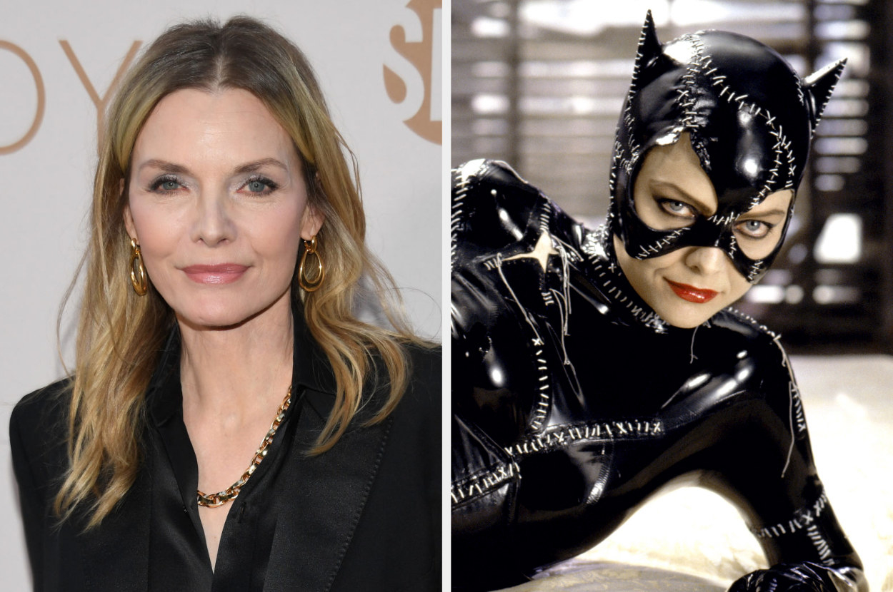 Michelle Pfeiffer at an event; Michelle Pfeiffer as Catwoman
