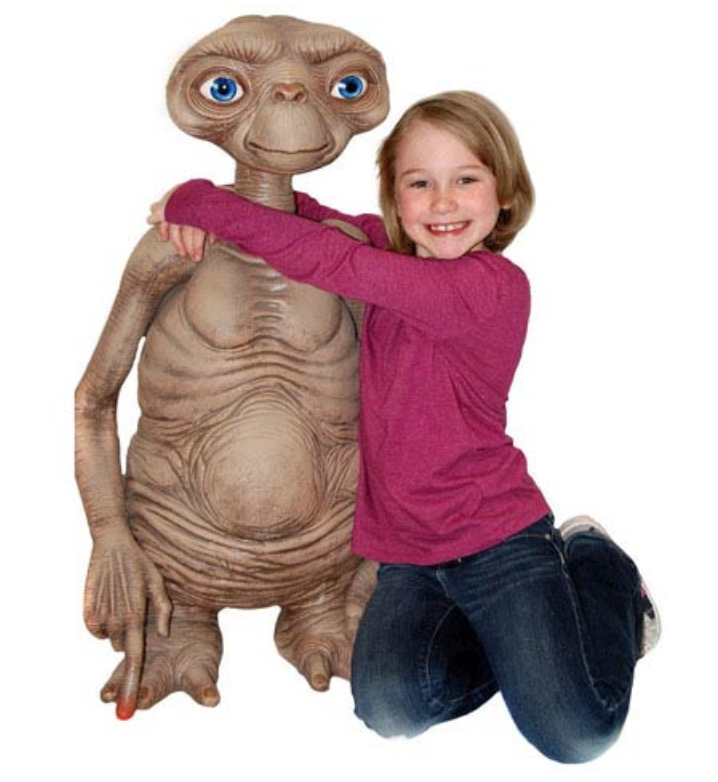 Large ET next to a kid for size reference