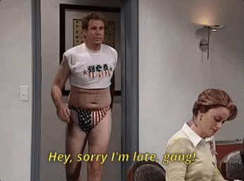 Will Ferrell wearing US flag bikini bottoms in SNL gif