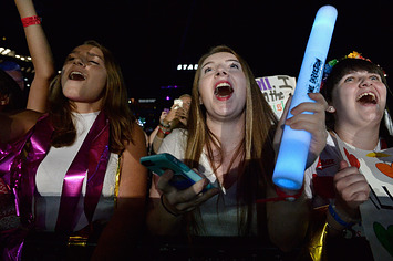 Excited young fans of One Direction