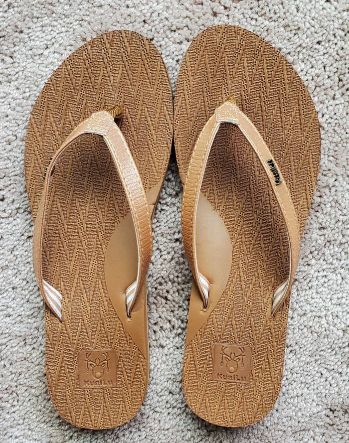  KuaiLu Men's Yoga Mat Leather Flip Flops Thong Sandals with  Arch Support Brown size 7 : Clothing, Shoes & Jewelry