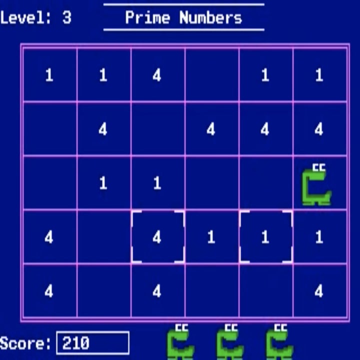 منتصف لعبة Munchers في منتصف رقم ، تتميز بشخصية خضراء على الأرقام
