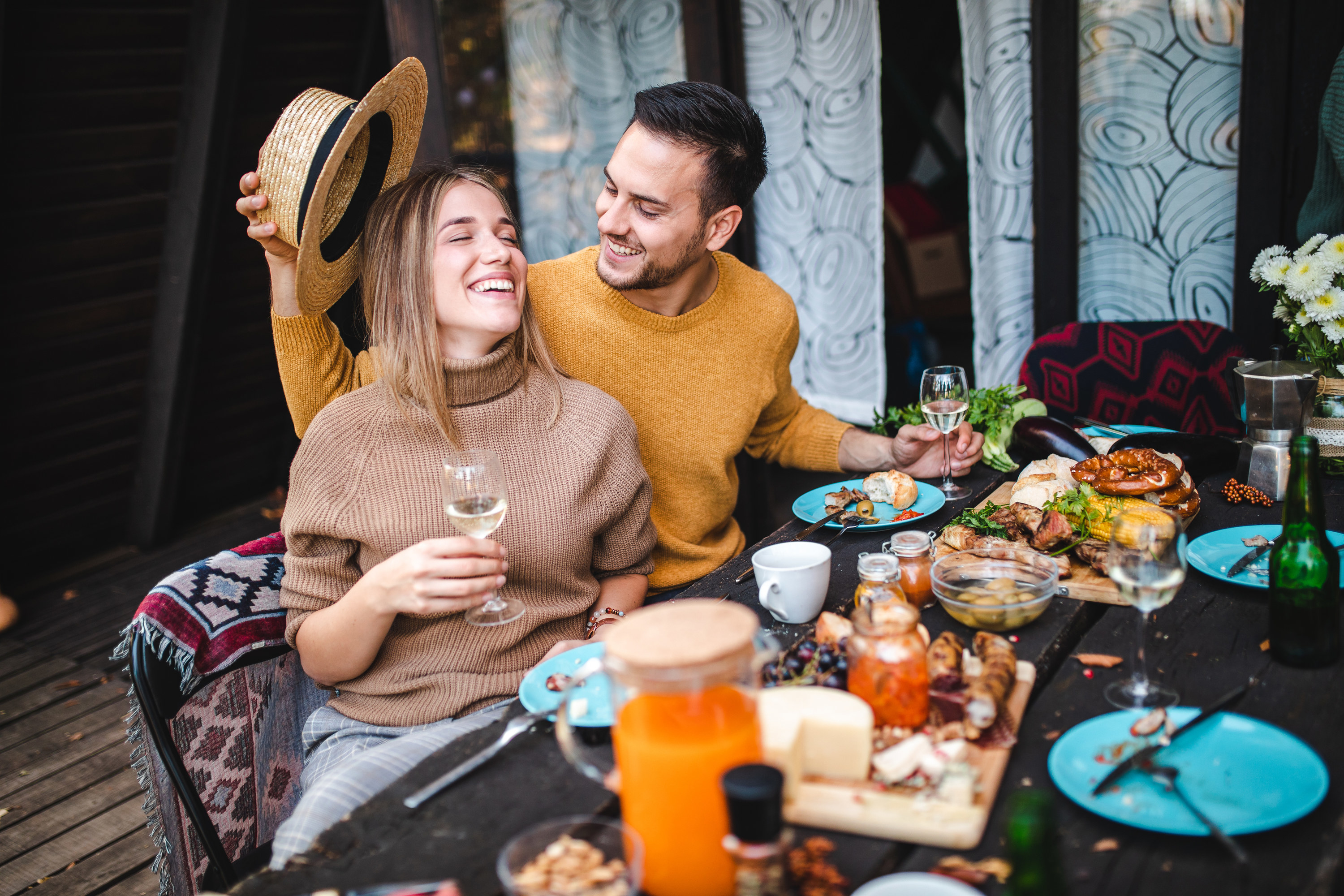 A couple having a brunch