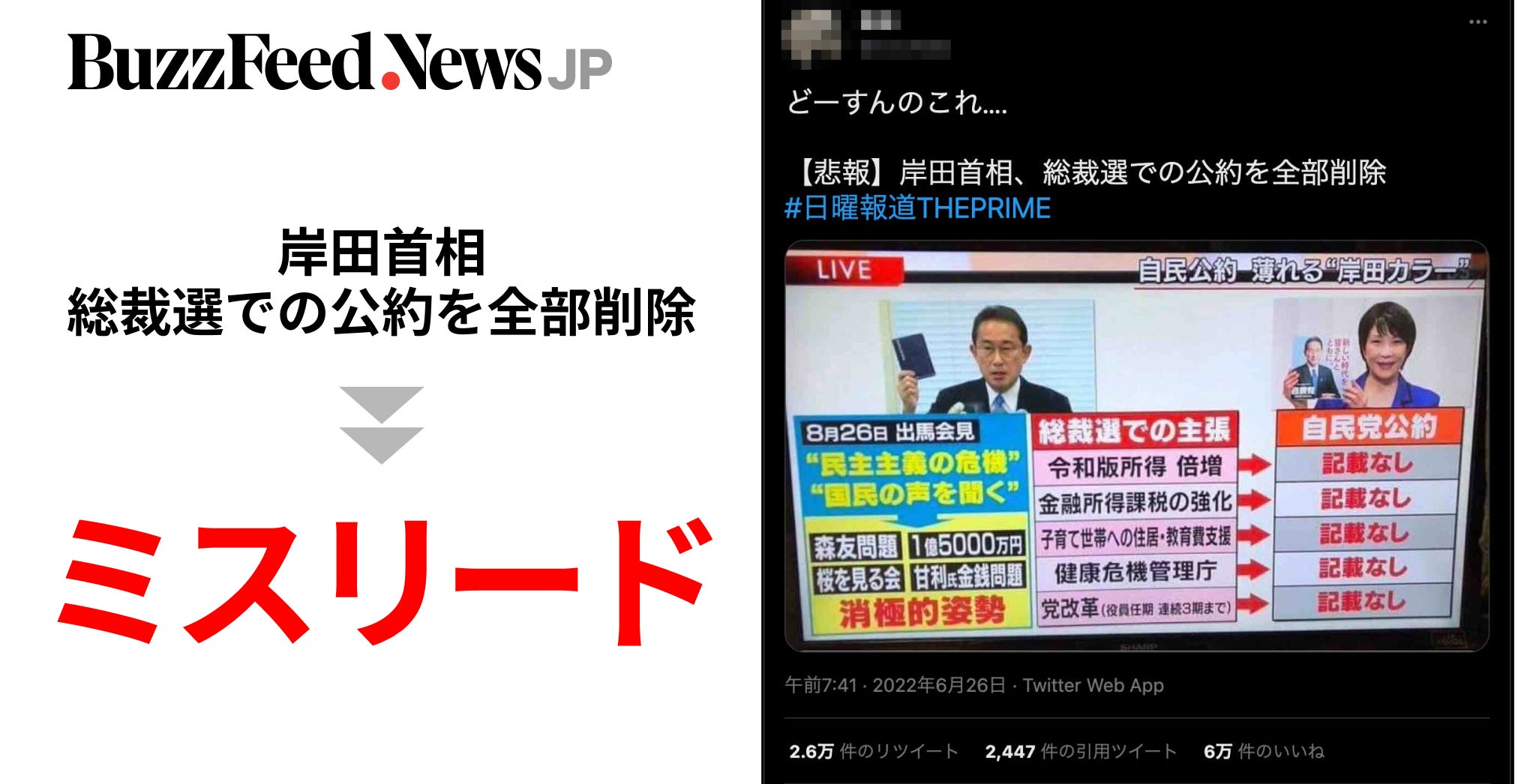 岸田首相 総裁選での公約を全部削除 はミスリード 参院選にあわせ画像が拡散 実際は昨年の選挙報道 岸田首相 総裁選での公約を全部削除 はミスリード 参院選にあわせ画像が拡散 実際は昨年の選挙報道