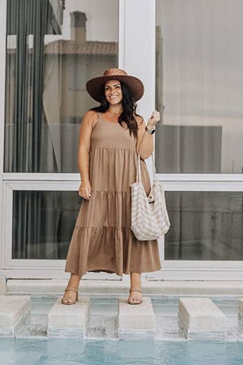 reviewer wearing the dress