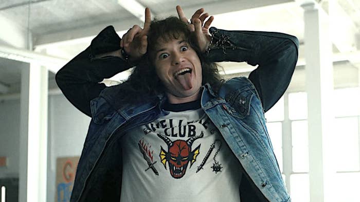 Joseph wearing a Hellfire Club T-shirt