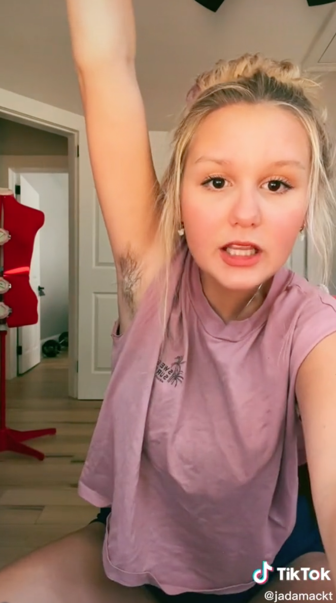Jada showing her armpit hair and talking