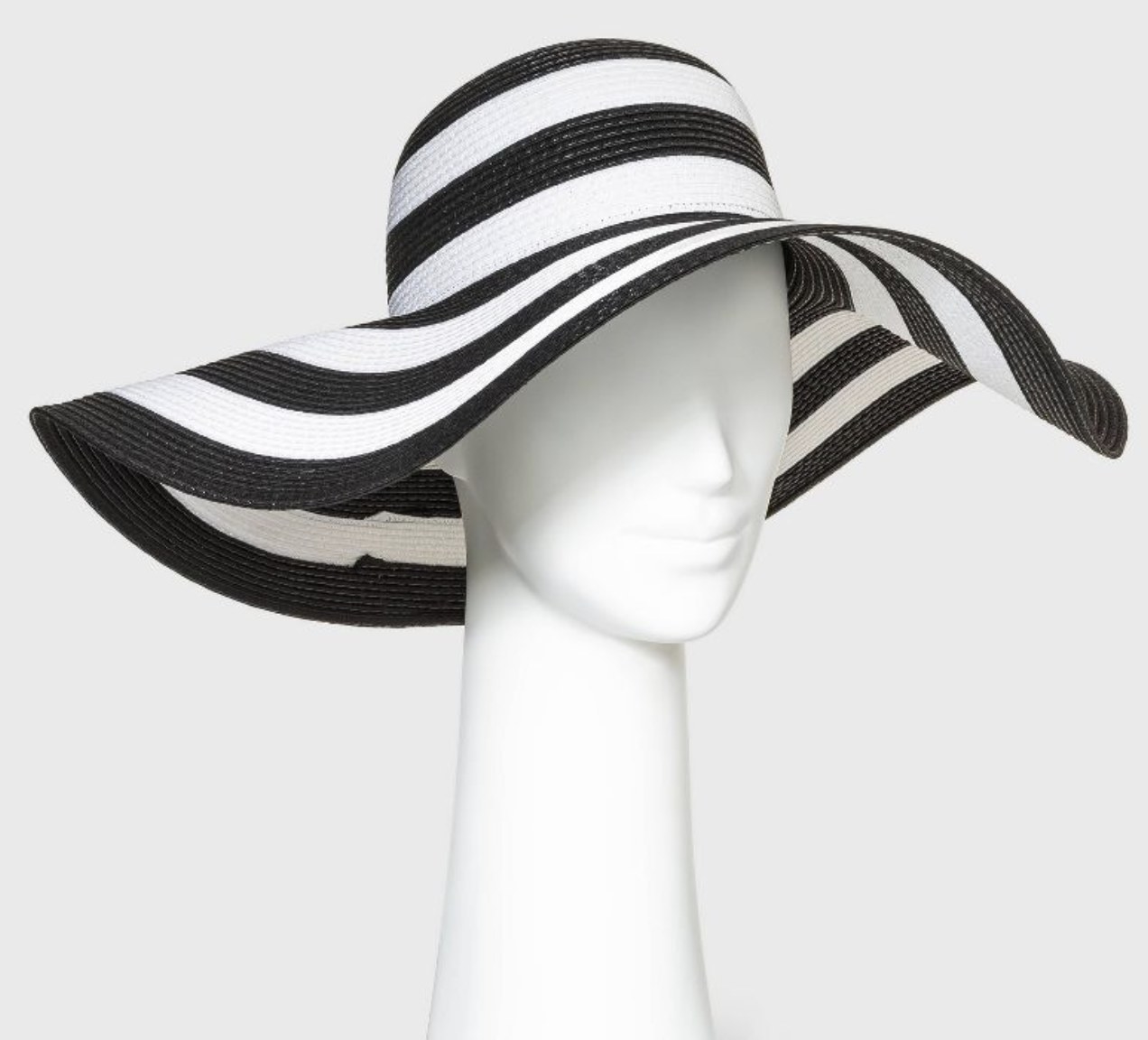 A black and white oversized sun hat