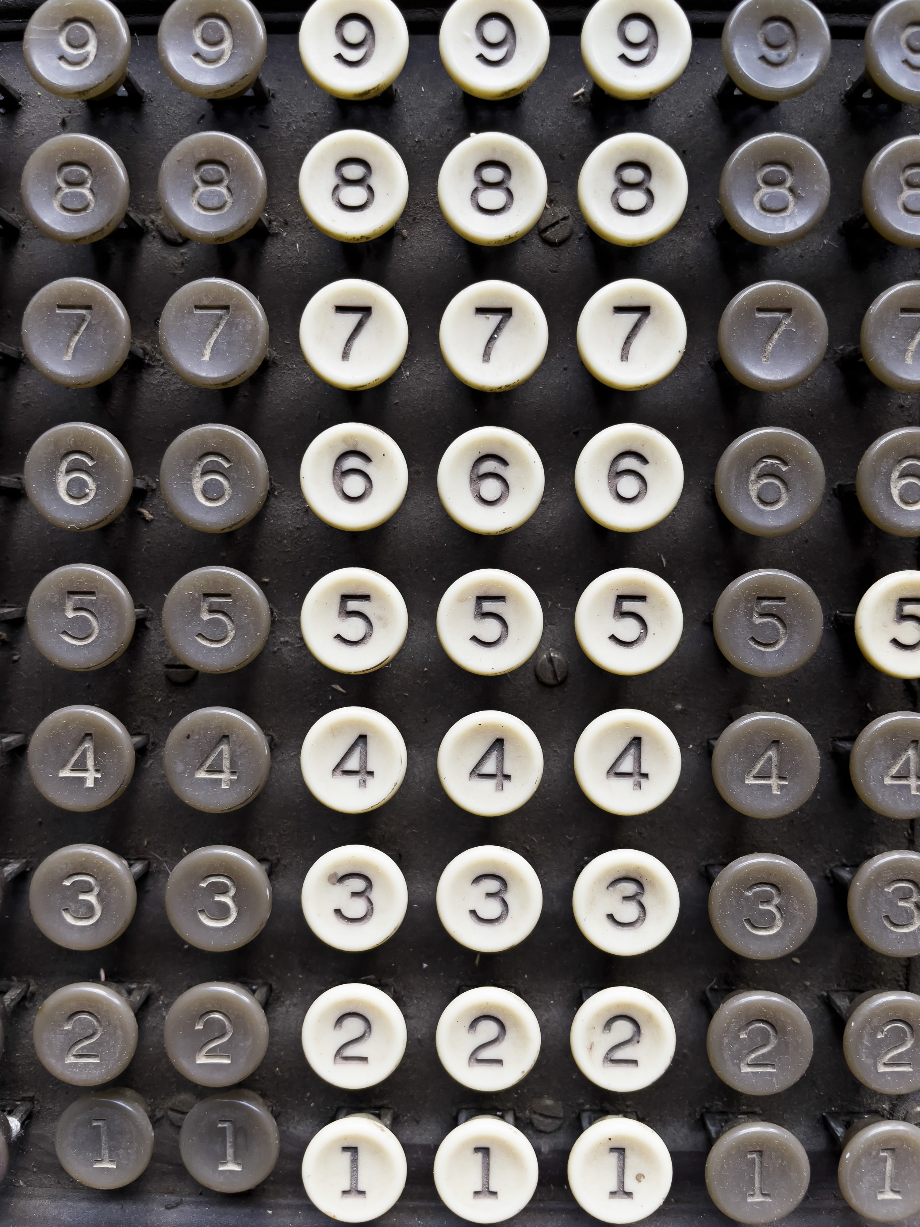 Numbered keys on a machine