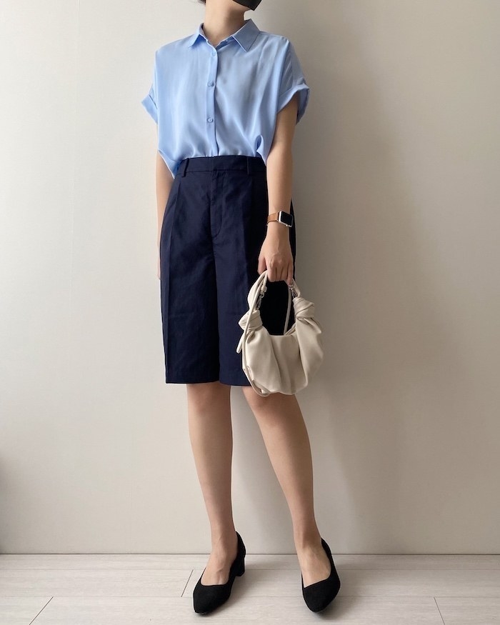 ☆UNIQLO(ユニクロ)の新作レディースアイテム「リネンブレンドバミューダパンツ(丈25cm)セットアップ可能」夏コーデにおすすめ