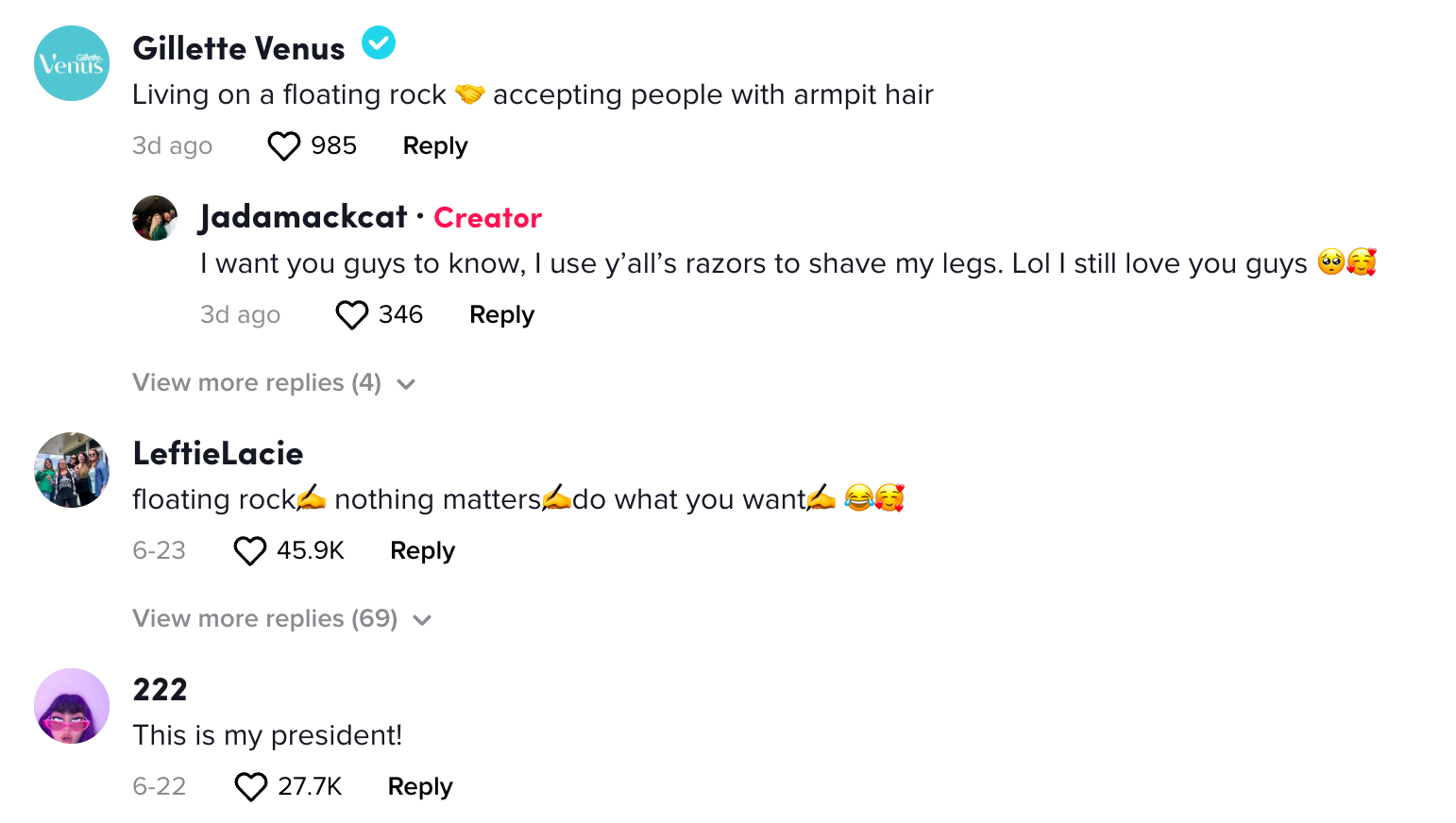 comments on Jada&#x27;s TikTok