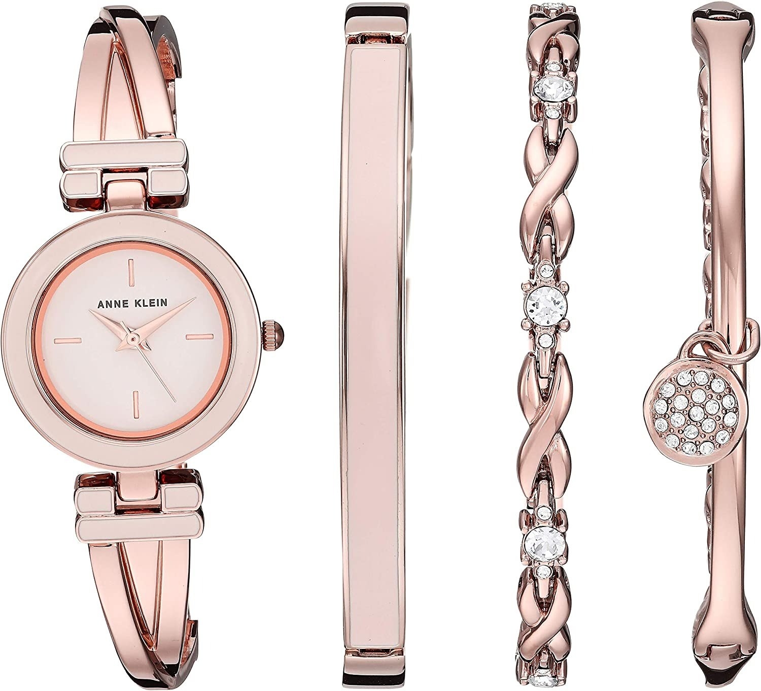 reloj Anne Klein con pulseras rosas